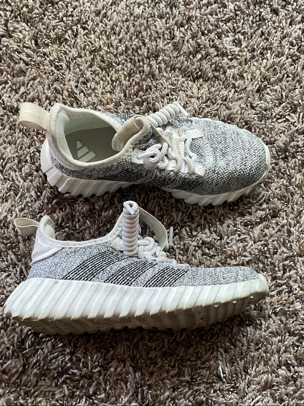 adidas Kids Knit Sneakers in Gray and White
